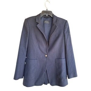 Club Monaco Navy Textured Blazer M | Cotton Blend Shoulder Pads